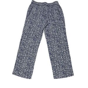Investments Blue White Chain Nautical Print Pull On High Rise Flowy Pants Medium
